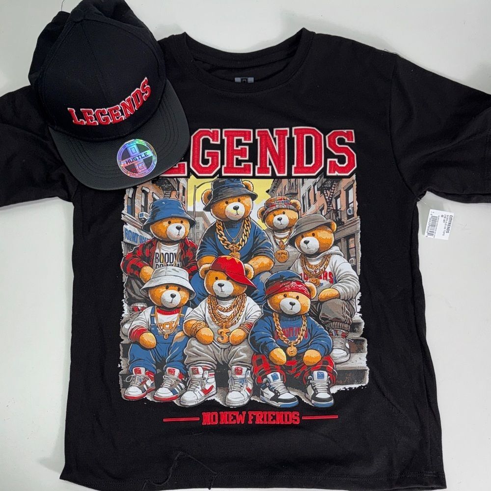 Black Legends Graphic T-Shirt and Cap Set Sz L (10-12) NWT